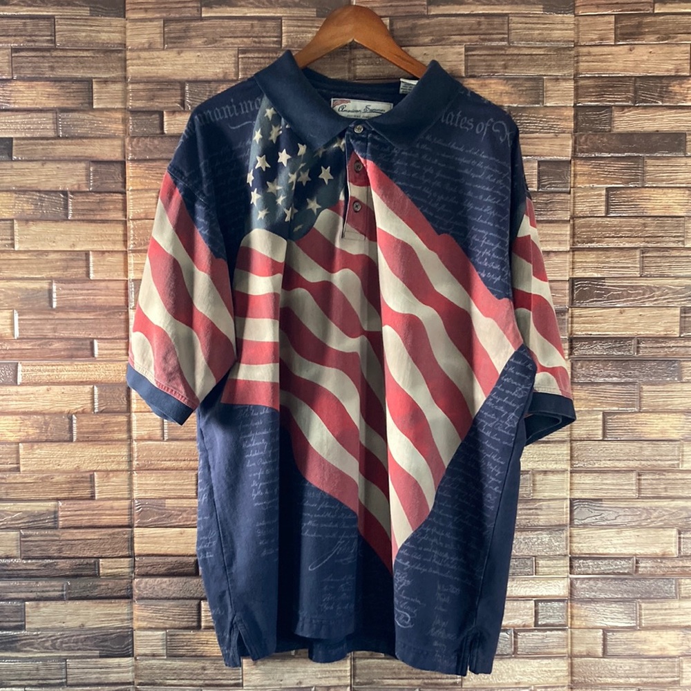 American Summer Clothing Co Polo Shirt USA Flag Constitution  Size Mens XXL